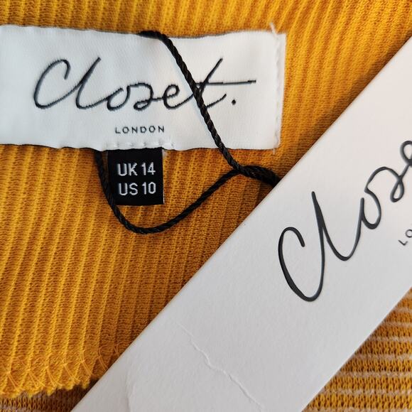 NEW Closet London Yellow Pleated Sleeve Pencil Sheath Dress Size Medium NWT! - Picture 7 of 12